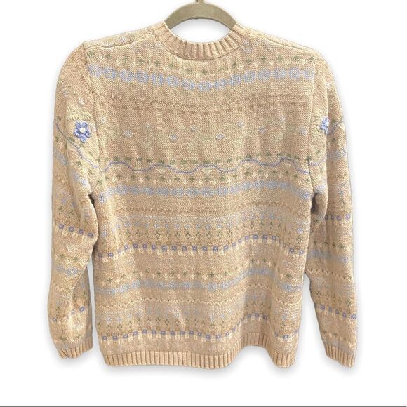 Cherokee Vintage Boho Cottagecore Embroidered Crochet Floral Button Up Sweater - Picture 2 of 5